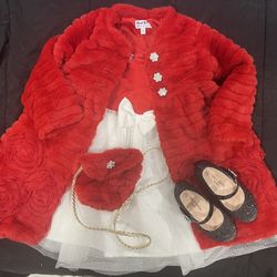 Christmas Outfit Girls 3T | Dress | Coat | Purse 