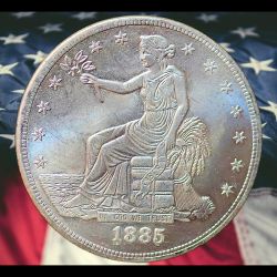 1885 Trade Dollar Silver Plated Novelty Coin - Uncirculated