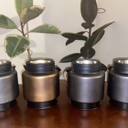 New Black Metal Lanterns with Rope Handle - Set of 4