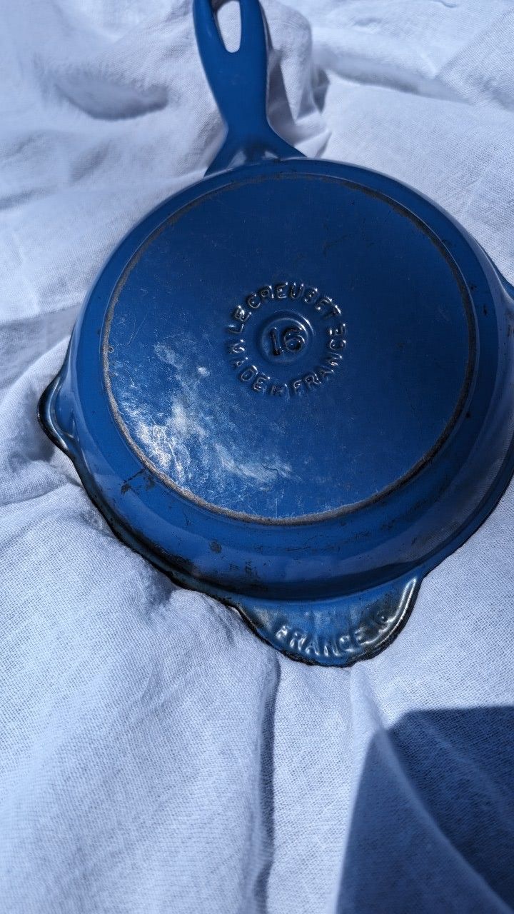 Le Creuset France #16 Blue Enamel Vintage Cast Iron 6 1/2