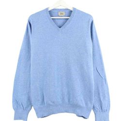 LL Bean 100% Wool Blue V neck men's sweater top shirt size XL Extra Large Tall