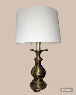 Brass Table Lamp with White Drum Shade