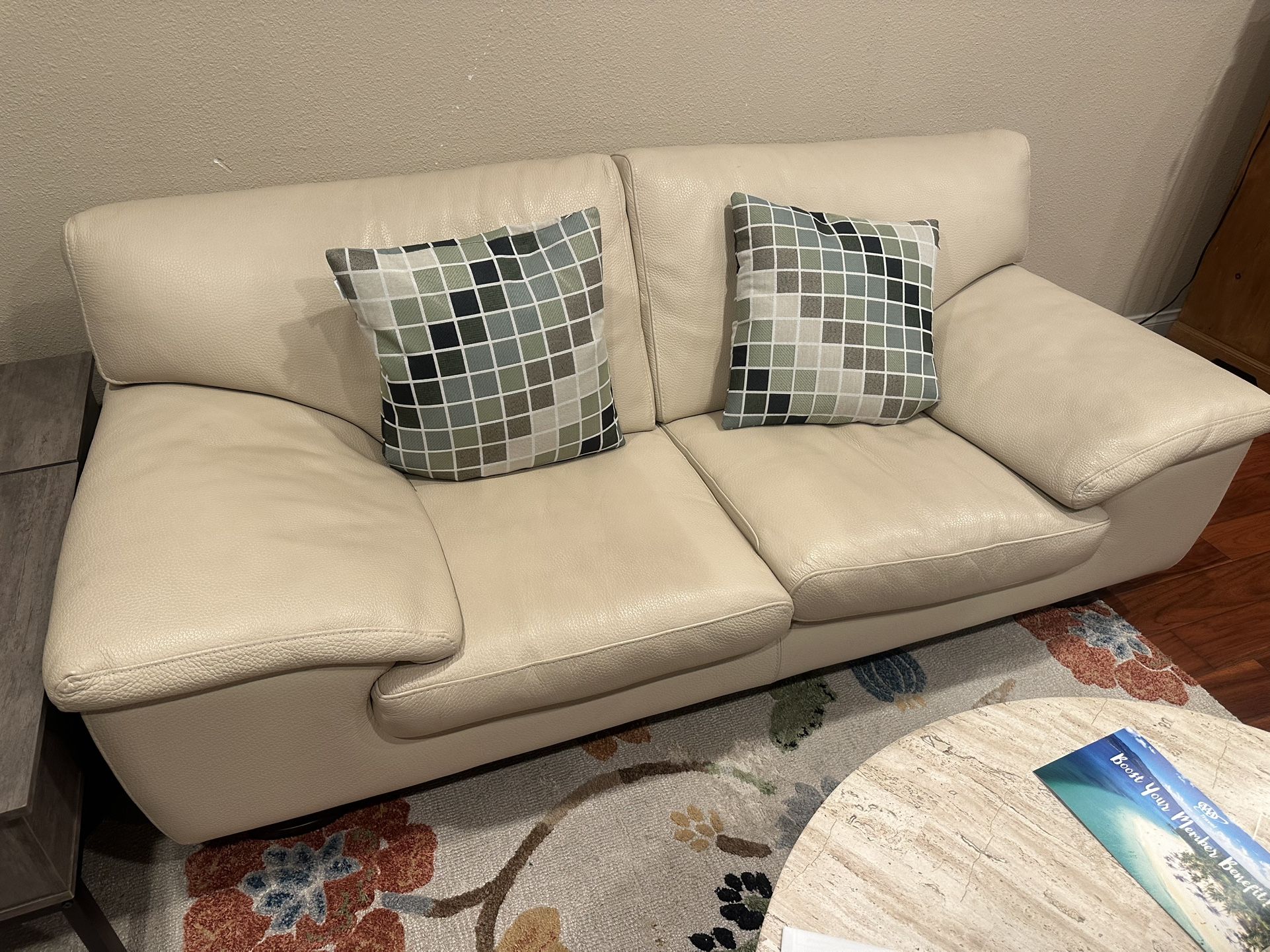 Roche Bobois White Leather Couch