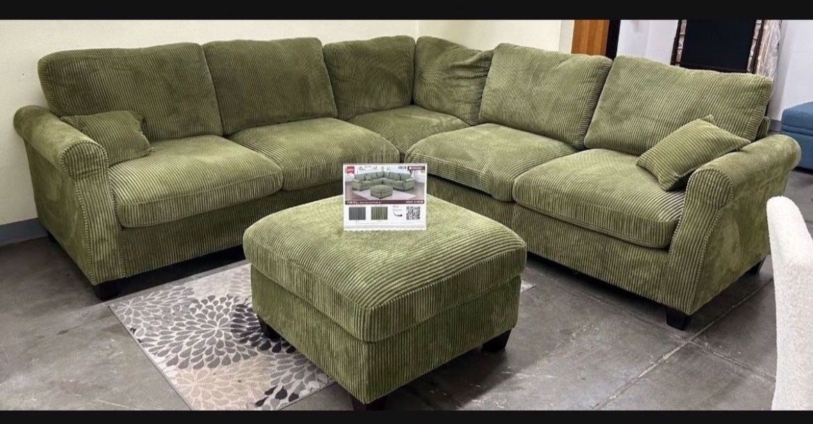 New Comfy Corduroy Sofa With FREE XL Ottoman!!