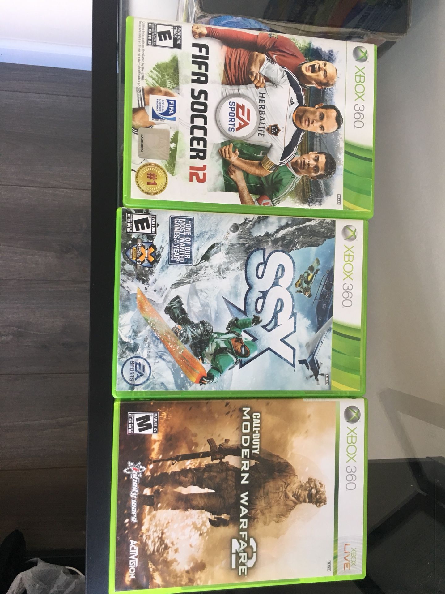 Xbox 360 games (modern warfare 2, SSX tricky, and fifa 12)
