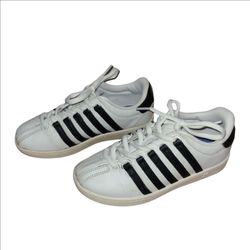 K-Swiss Classic VN Sneakers Girls Size 13.5 White Black Leather Tennis Shoes