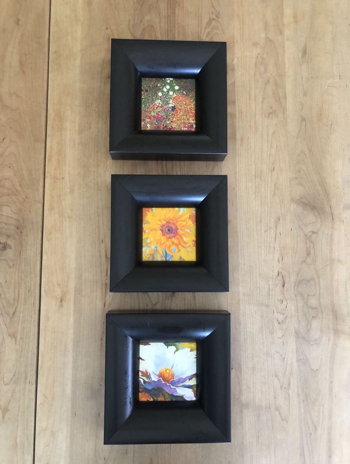 Floral Art Oil Paintings Beautifully Framed 9.5x9.5 New!