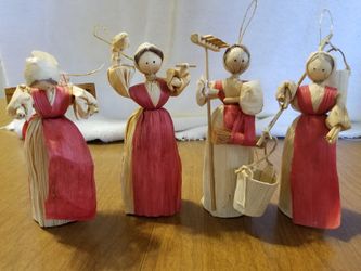 Vintage cornhusk worker doll ornaments