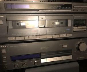 Technics stereo system tuner, tape deck and amplifier