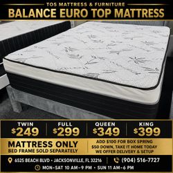 Balance Euro Top Mattress all 4 sizes 🚚WE DELIVER🚚