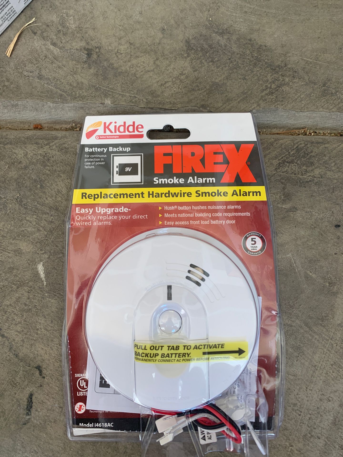 Kidde FIREX Hardwire Smoke Alarm Detector I4618 Battery Backup