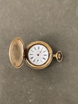 Rare Vintage Gold Plated Pocket Watch Columbia Indian. Not working no crystal