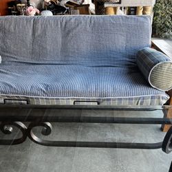Futon/ Full Size Bed. Beautiful Mission Style Side Arms. Durable Fabric.