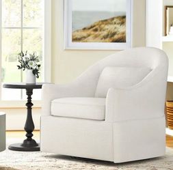 Cream White color swivel fabric accent chairs