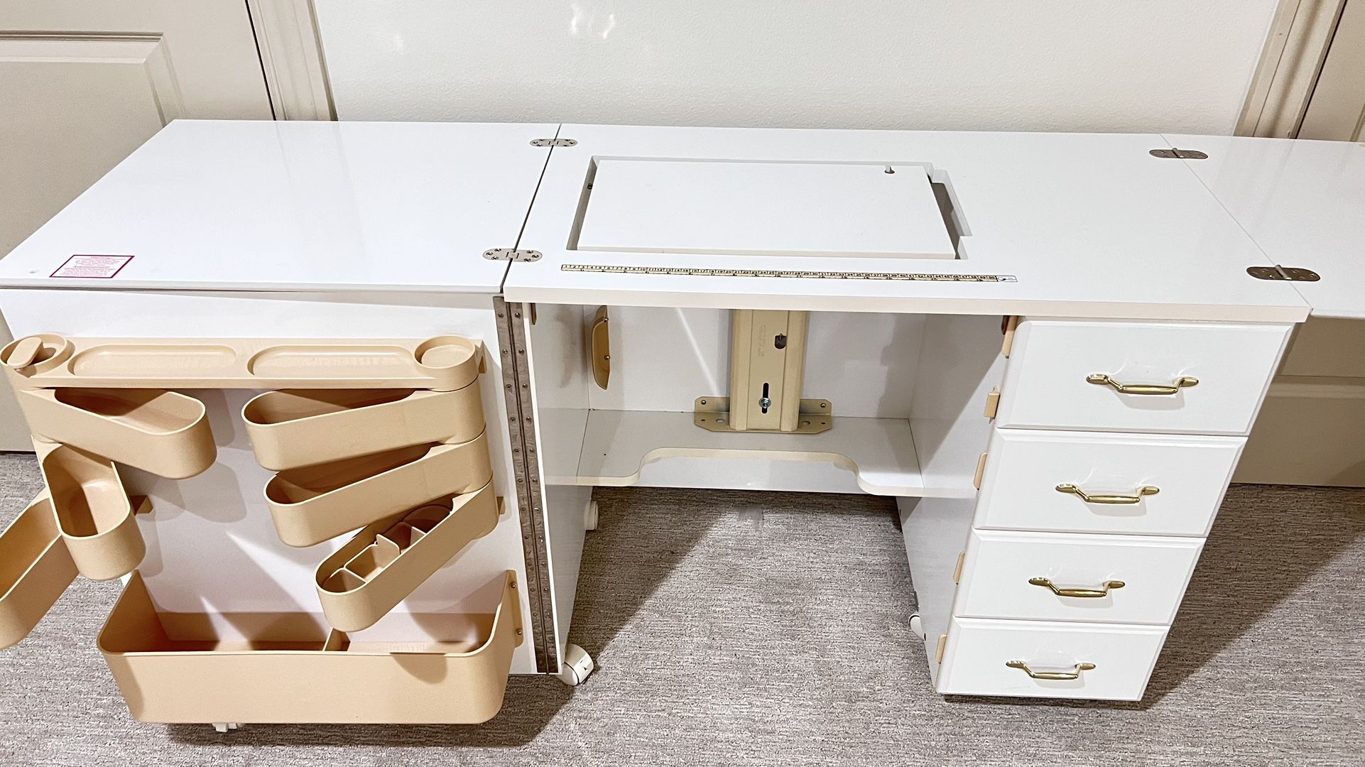 Sewing Machine Craft Station Desk Cabinet 