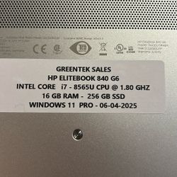 hp elitebook 840 g6. i 7. 16 gb  8565u
