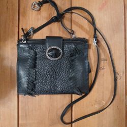 Brighton Black Fringe Organizer Wallet Crossbody