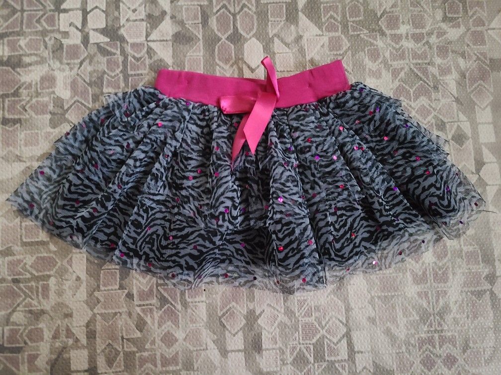 Zebra Tutu with Pink Waistband and Sparkles 6-9 Months