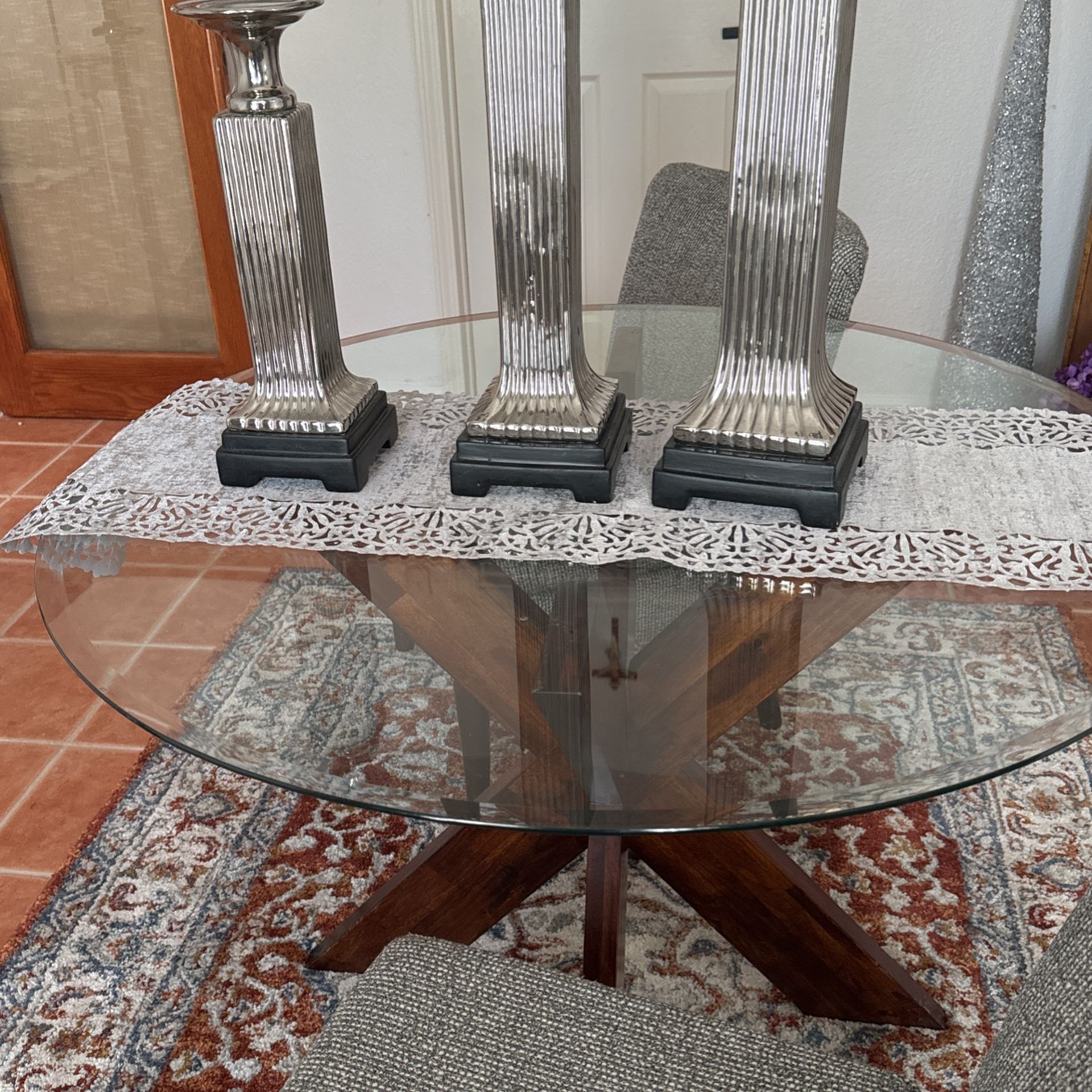 Glass And Wood Table