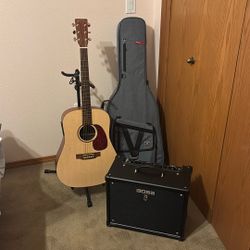Martin DXME Acoustic Electric/ Boss Amp/Gig bag