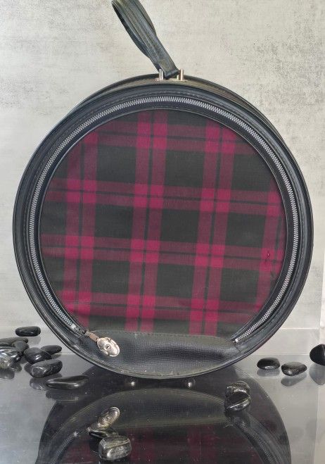 1960 Atlantic Plaid Carry On Hat Box Scarfs Etc... Storage. 16 X16