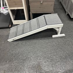 PawHut Dog Ramp for Bed, Pet Ramp for Dogs with Non-Slip Carpet and Top Platform, 49" x 16" x 14", White