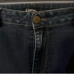 DJeans,Dark Indigo Wash, Zip Front, Button Waist, Slim Leg, Spandex Stretch, 18W