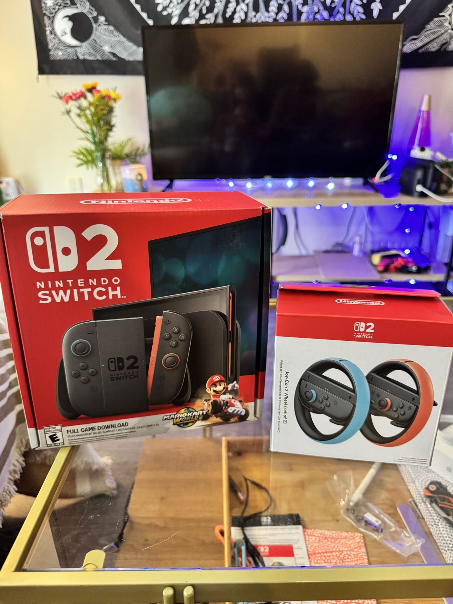 Nintendo Switch 2 Mario Kart Bundle (console, game, wheel controllers)
