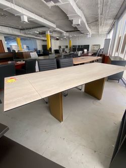 Glass conference table 8’ with gold metal legs sale!!
