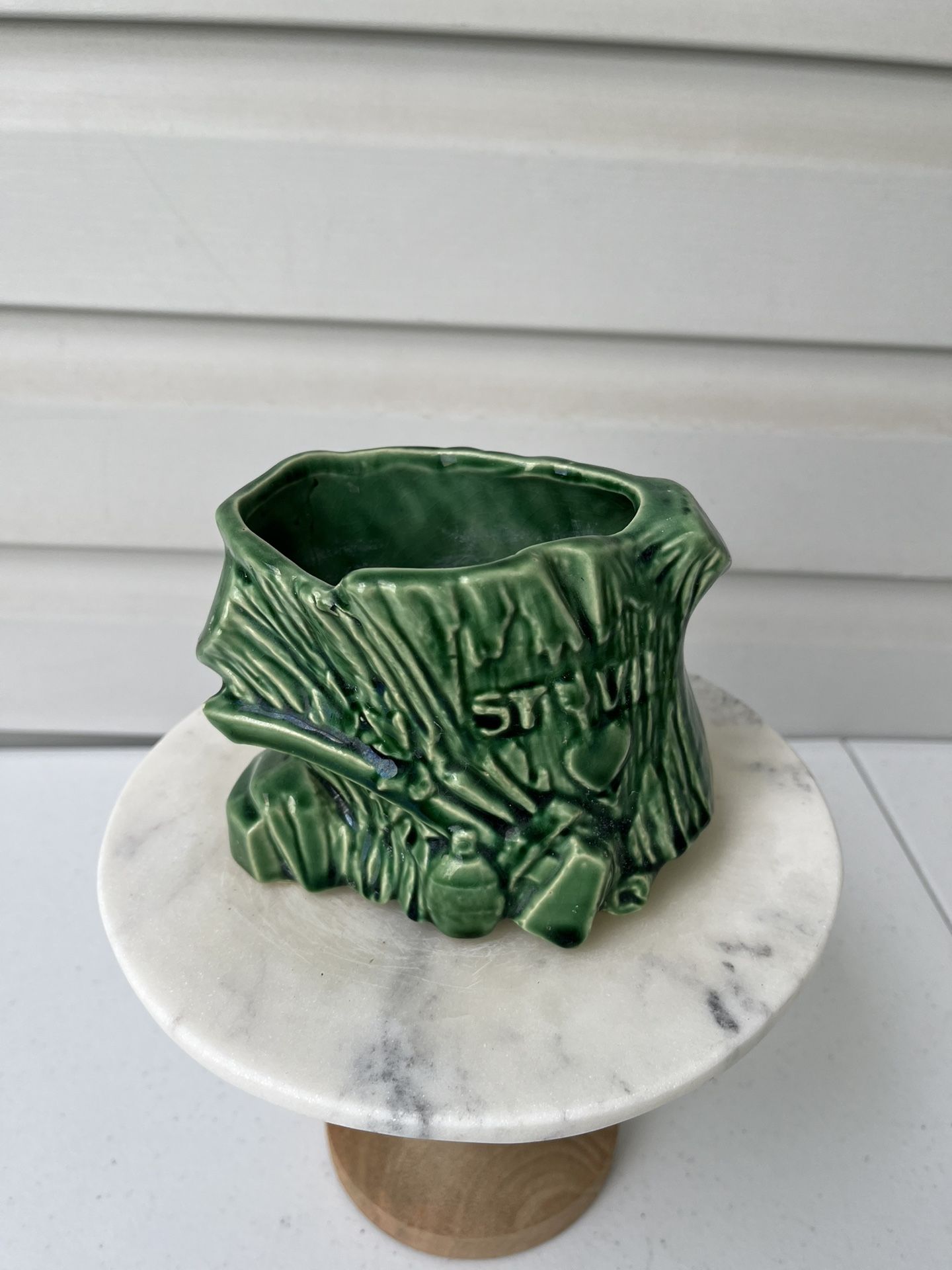 McCoy Pottery 1955 Green Stump Planter