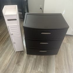 Sterilite 3 Drawer Wide Weave Storage Tower + TuoxinEM Storage Cabinet for Small Spaces