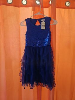 Girl royal blue dress with zipper  L