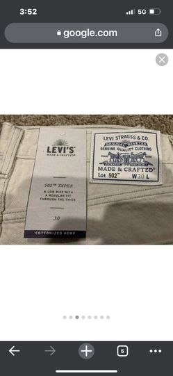 Make Me An Offer 2 Styles Organic RARE HEMP LEVI’S Jeans Made And Crafted COTTONIZED HEMP 502 Jeans Taper Fit Cropped