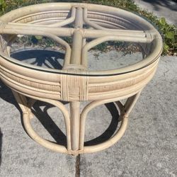 2 Vintage Rattan/Bamboo  Oval Drum Style End/side Tables 