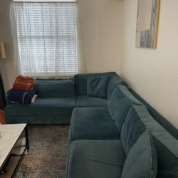 Green Sectional couch 