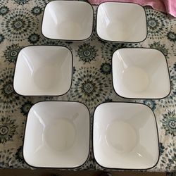 Corelle Ware 6 Piece Rectangular Bowls ( Simple Lines)