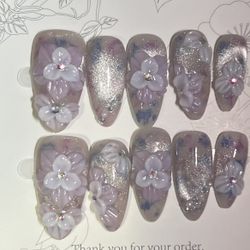 3d Flower Handmade Press On Nails