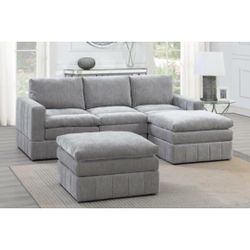 Gray Sectional Sofa With Ottoman 