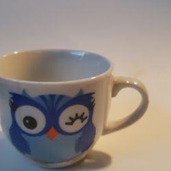 2" Minature Small Little Owl Winking Cute Cup 