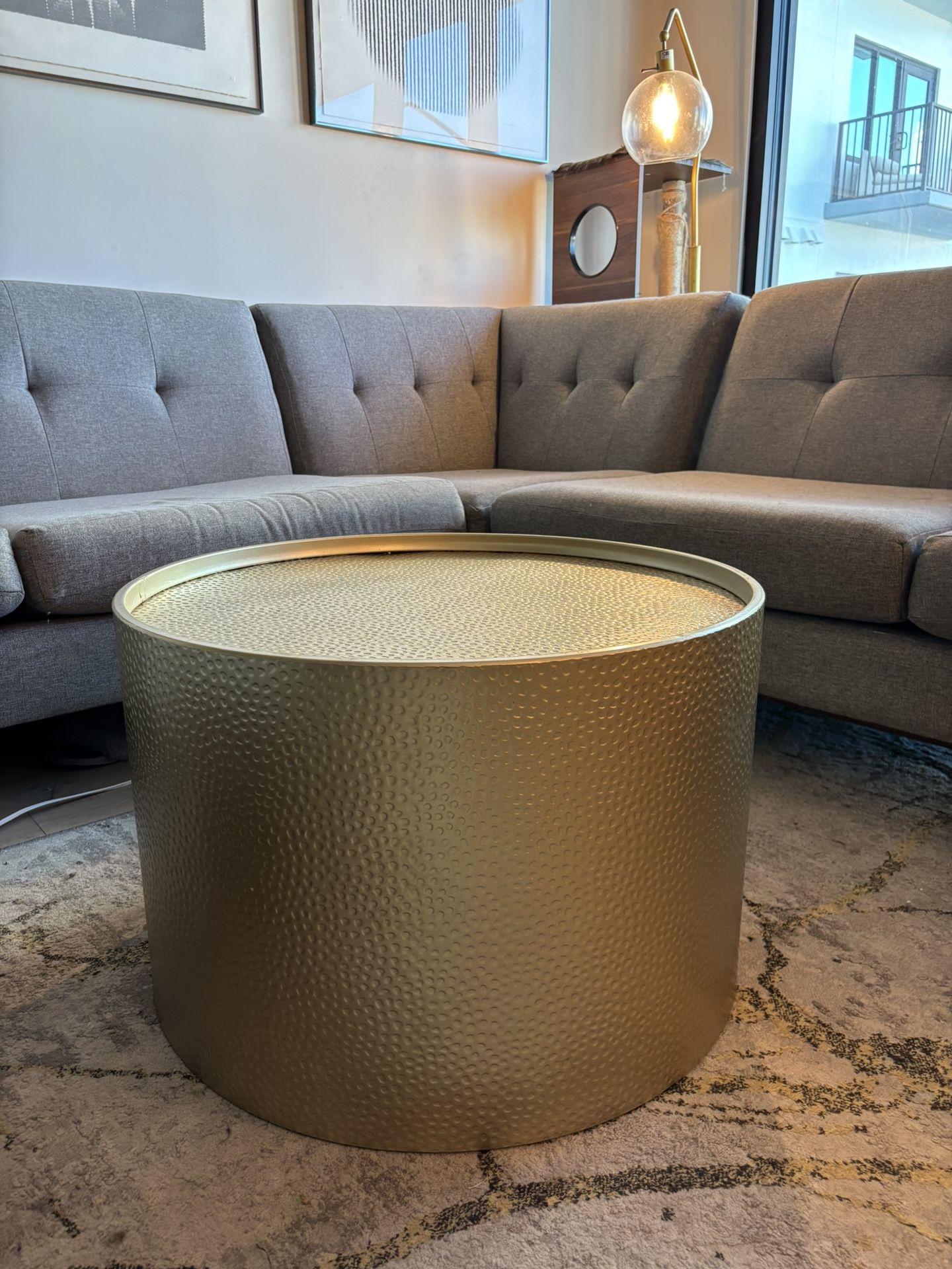 Round Gold Textured Coffee Table
