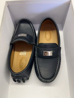 Gucci Kids Leather Loafers – Size 27 – Navy