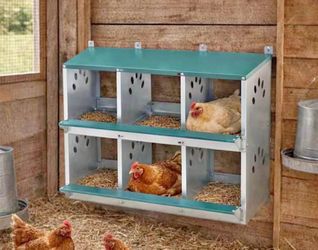New in box Chicken Nesting 2.7 ft. W x 1.4 ft. D Metal Shed 6-Compartments