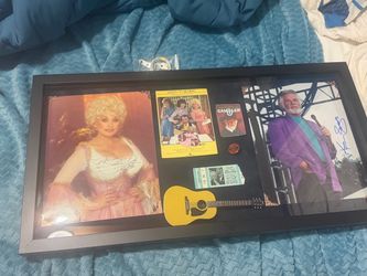 Dolly Parton And Kenny Autographed Shadow Box Once Finished Mounting