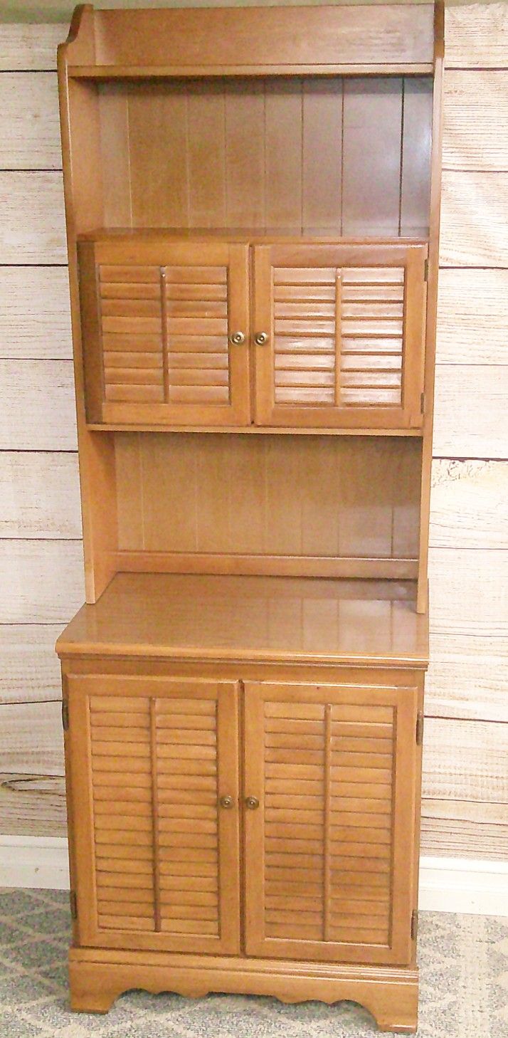 Mid-Century Tall Brown Wood Cabinet with Shelves - Delivered