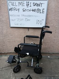 Medline Transport Wheelchair 16" Wide 250 lb Capacity