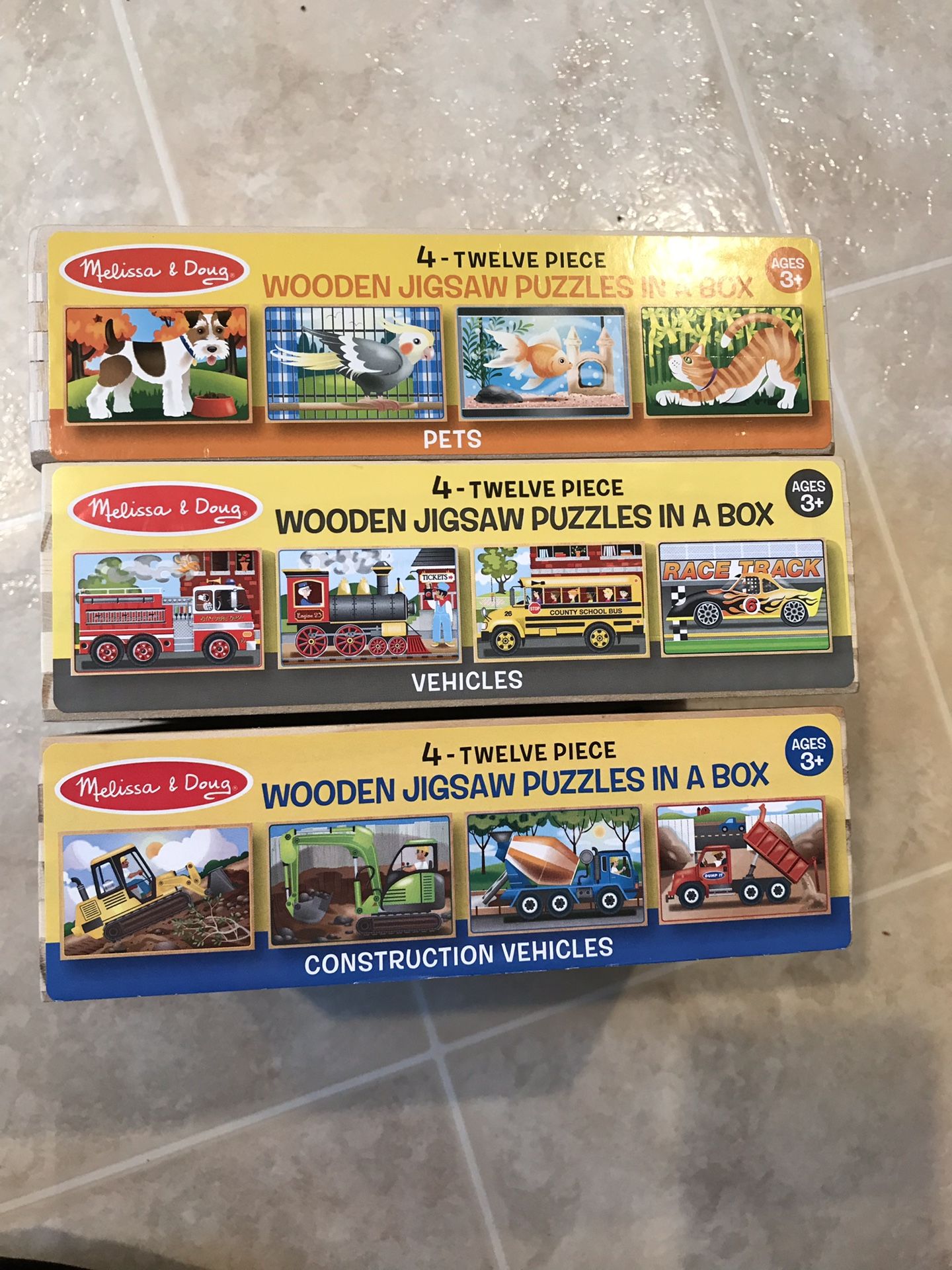 Melissa dough wooden puzzle All 3 boxes together like new/ CASH sale