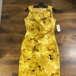 Brand New Woman’s Madison Grey brand Yellow Floral Dress Up For Sale 