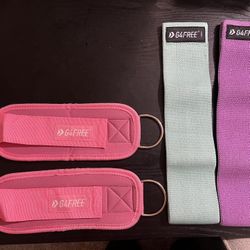 Ankle Straps, Resistance Bands, And Yoga Ball For Gym