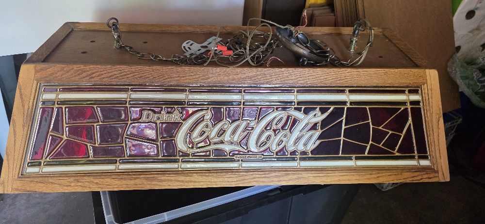 Vintage Coca-Cola Pool Table Light – Stained Glass Style