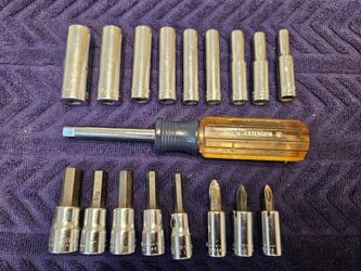 1970s Vintage Craftsman 1/4 Drive Socket Driver Set USA V Series SAE Deep Sockets Bits